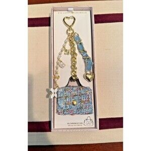 NEW EYE CANDY LOS ANGELES BAG CHARM w/ GOLD CHAIN/HEART/ MINI BAG BLUE